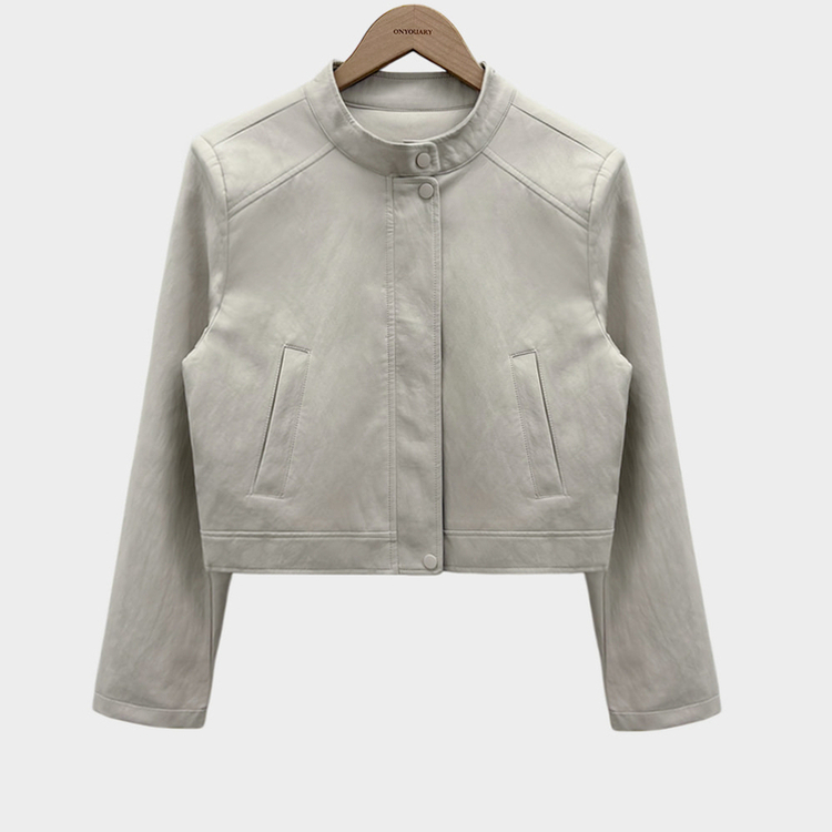 아무튼 가을스탠다드핏 바이커 크롭 레더 자켓