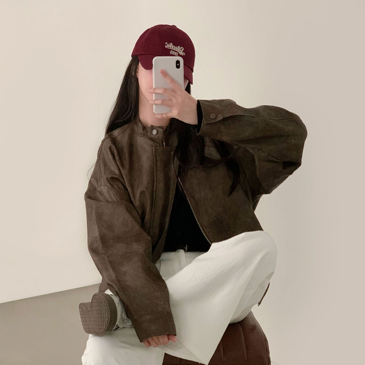 나염워싱 컬러깡패무광 고퀄 나염 블루종 오버핏 레더 자켓 점퍼 브라운