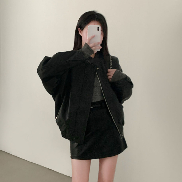 나염워싱 컬러깡패무광 고퀄 나염 블루종 오버핏 레더 자켓 점퍼 블랙