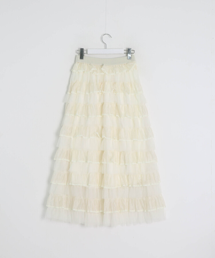 チュールティアードスカート