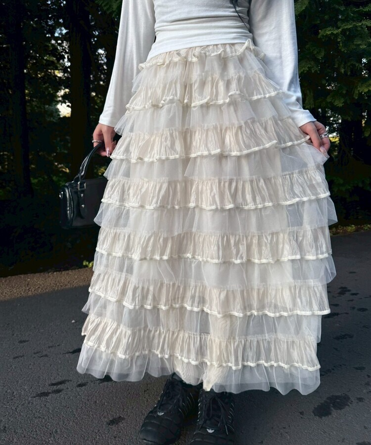 チュールティアードスカート IVORY