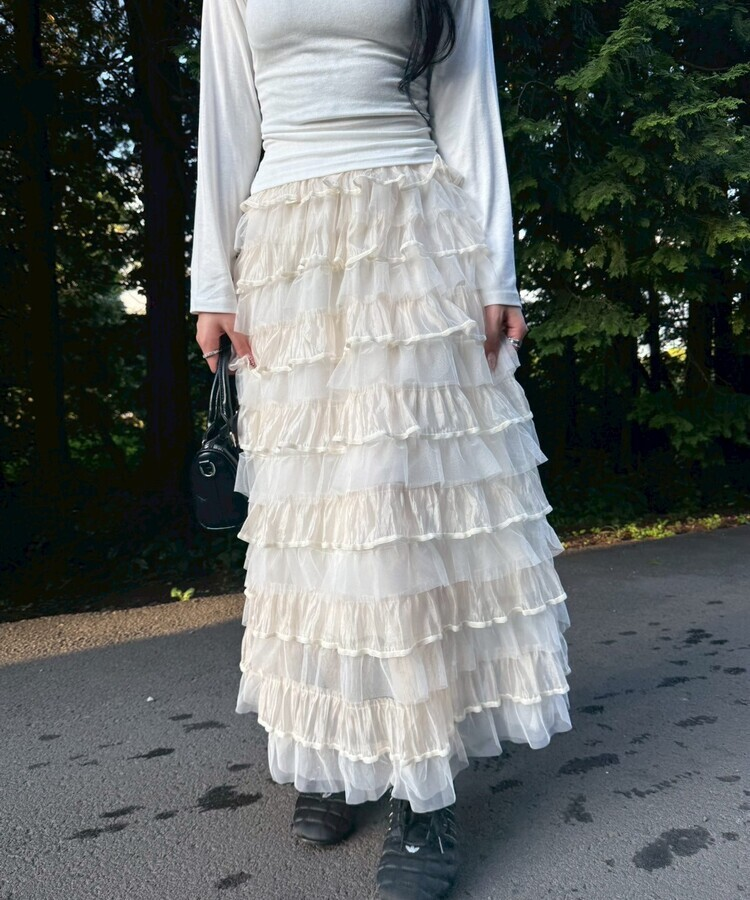チュールティアードスカート IVORY