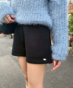 니트 숏 팬던트 팬츠 블랙