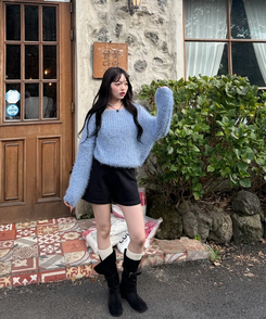 니트 숏 팬던트 팬츠 블랙