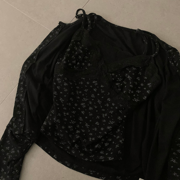 【SET】フラワーキャミソール カーディガン