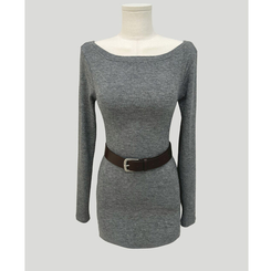 【ベルト付き】ワンショルダーニットワンピース