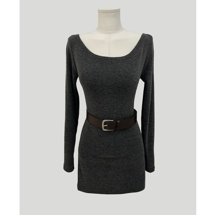 【ベルト付き】ワンショルダーニットワンピース