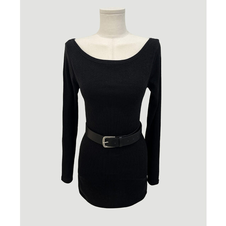 【ベルト付き】ワンショルダーニットワンピース