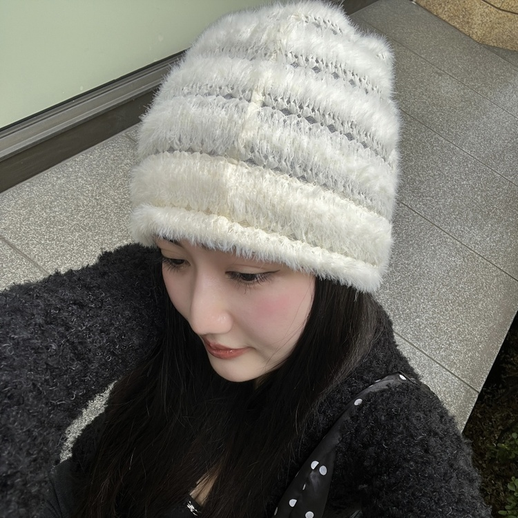 パンチングアンゴラニットビーニー IVORY