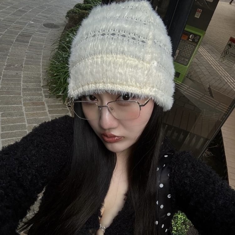 パンチングアンゴラニットビーニー IVORY