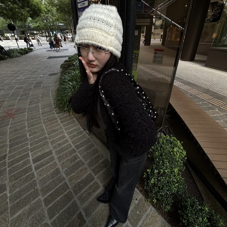 パンチングアンゴラニットビーニー IVORY