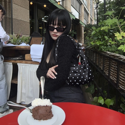 クロップニットカーディガン BLACK