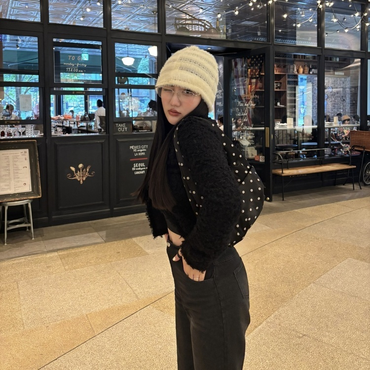 クロップニットカーディガン BLACK