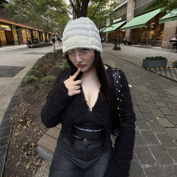 クロップニットカーディガン BLACK