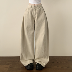 【丈別】スナップビジョサイドピンタックワイドパンツ BEIGE