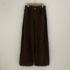 【丈別】スナップビジョサイドピンタックワイドパンツ