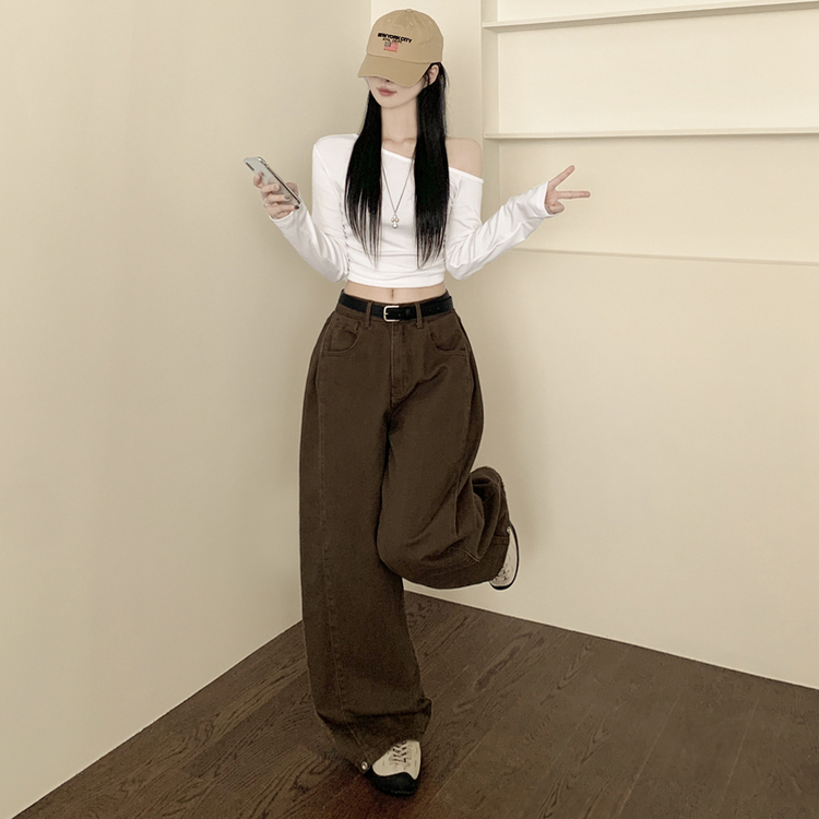 【丈別】スナップビジョサイドピンタックワイドパンツ BROWN