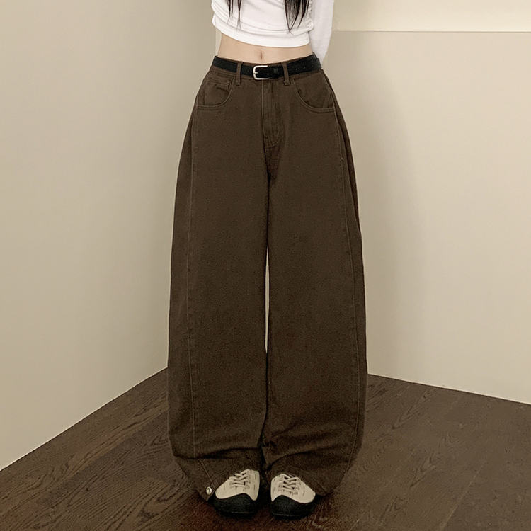 【丈別】スナップビジョサイドピンタックワイドパンツ BROWN