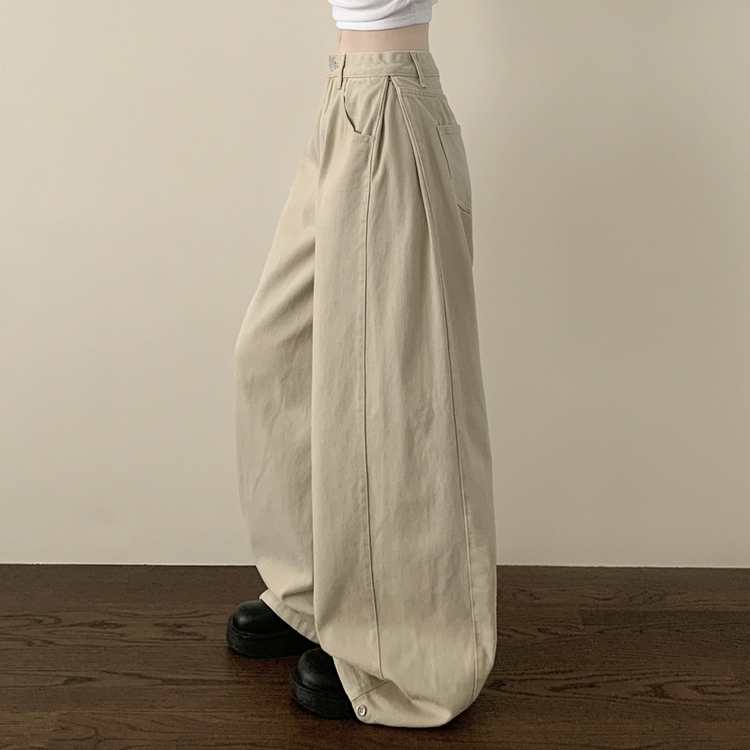 【丈別】スナップビジョサイドピンタックワイドパンツ BEIGE