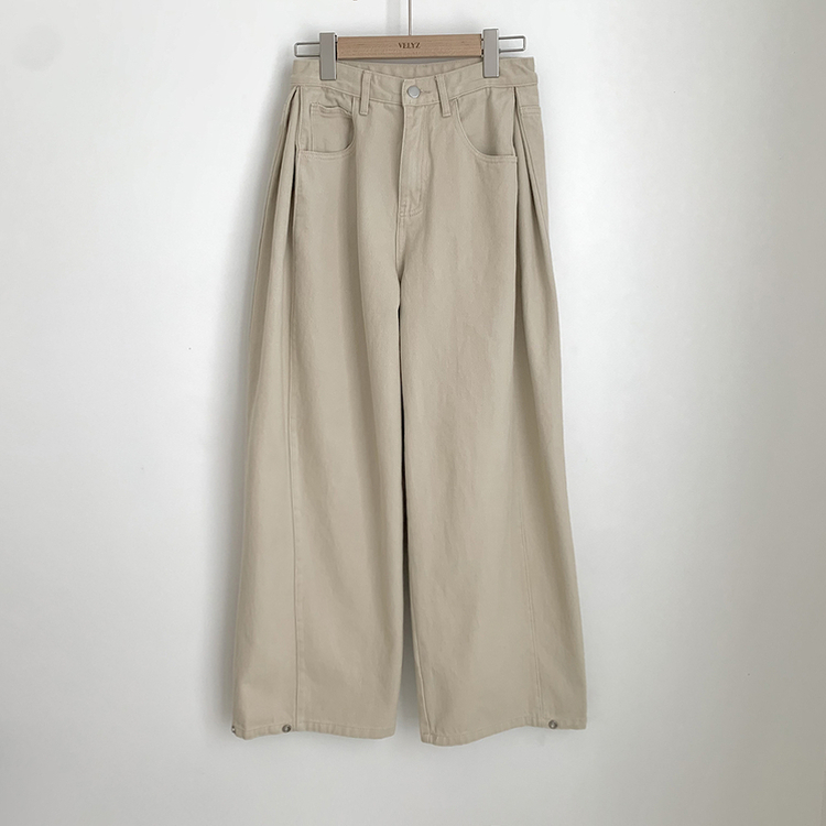 【丈別】スナップビジョサイドピンタックワイドパンツ