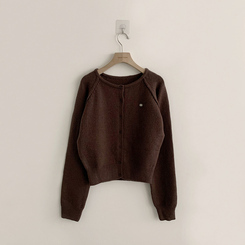 폭닥폭닥 마카롱 라운드 와펜 버튼 가을 긴팔 니트 가디건