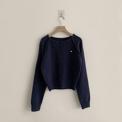 폭닥폭닥 마카롱 라운드 와펜 버튼 가을 긴팔 니트 가디건