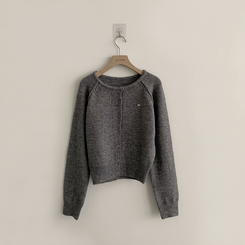 폭닥폭닥 마카롱 라운드 와펜 버튼 가을 긴팔 니트 가디건