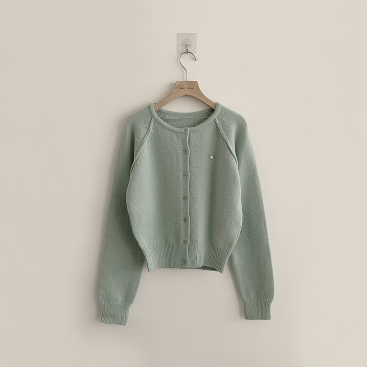 폭닥폭닥 마카롱 라운드 와펜 버튼 가을 긴팔 니트 가디건