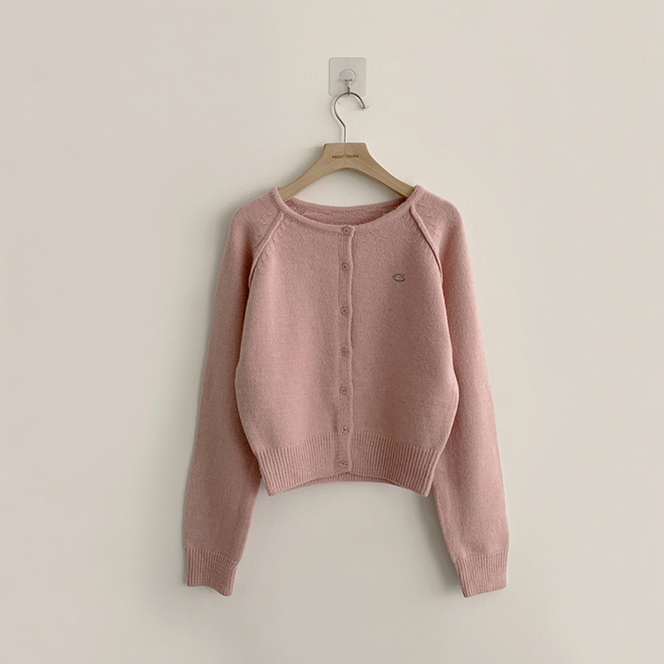 폭닥폭닥 마카롱 라운드 와펜 버튼 가을 긴팔 니트 가디건