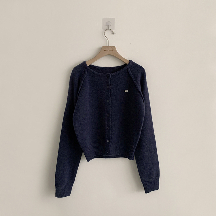 폭닥폭닥 마카롱 라운드 와펜 버튼 가을 긴팔 니트 가디건