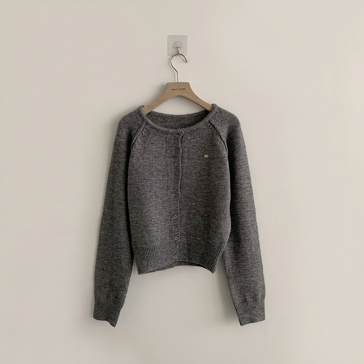 폭닥폭닥 마카롱 라운드 와펜 버튼 가을 긴팔 니트 가디건