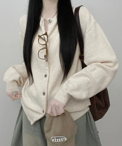 커버라운드울모박스핏니트가디건 아이보리