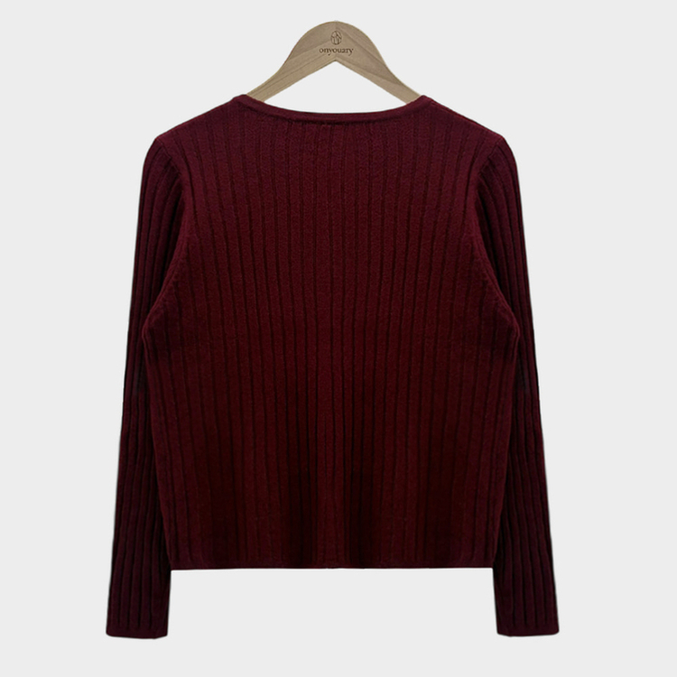 계절의 틈어텀 세미 슬림핏 라운드넥 트임 니트 가디건