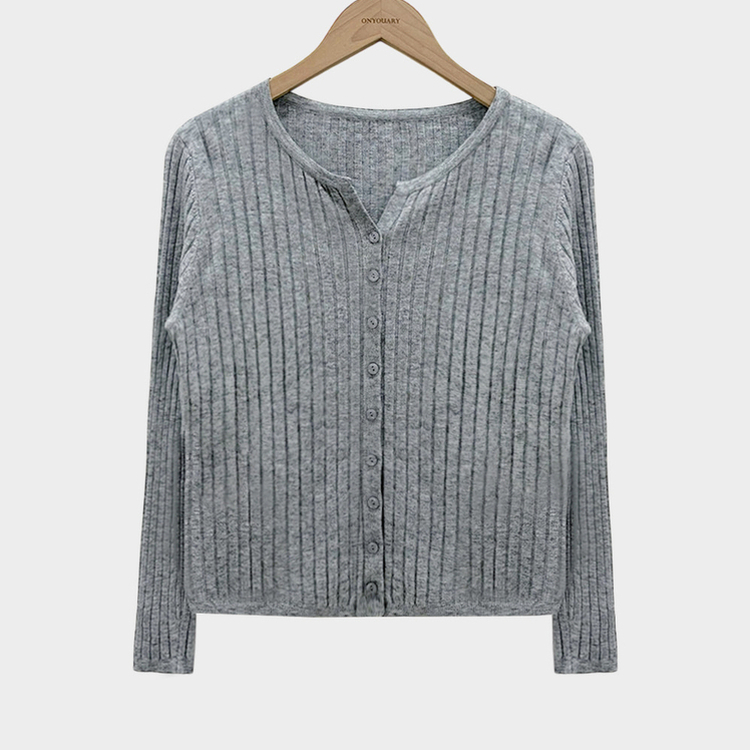 계절의 틈어텀 세미 슬림핏 라운드넥 트임 니트 가디건