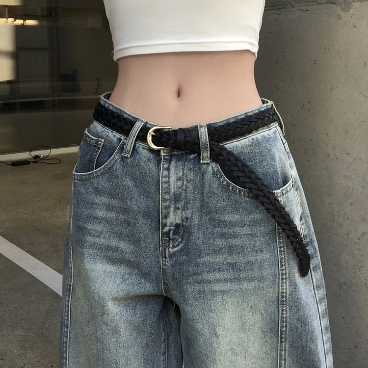 키아 꼬임 가죽 레더 유광 실버 벨트 블랙