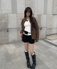 3分丈コットンショートパンツ BLACK