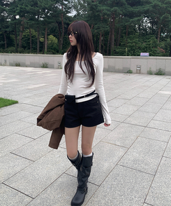 3分丈コットンショートパンツ BLACK