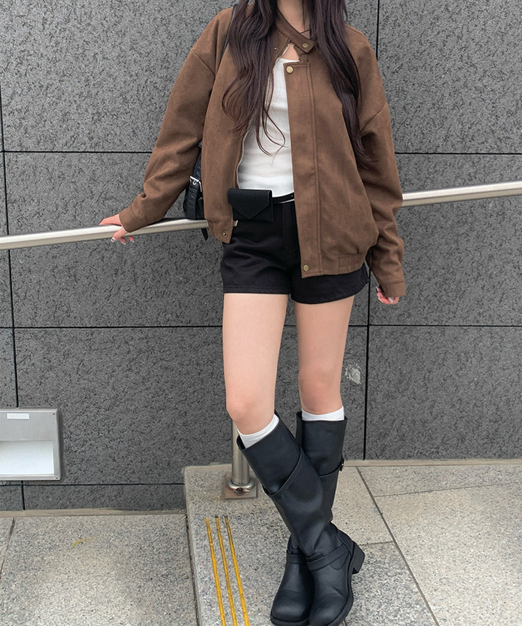 3分丈コットンショートパンツ BLACK