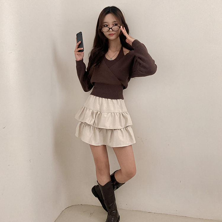 제인 스웨이드 캉캉 밴딩 미니 스커트 아이보리