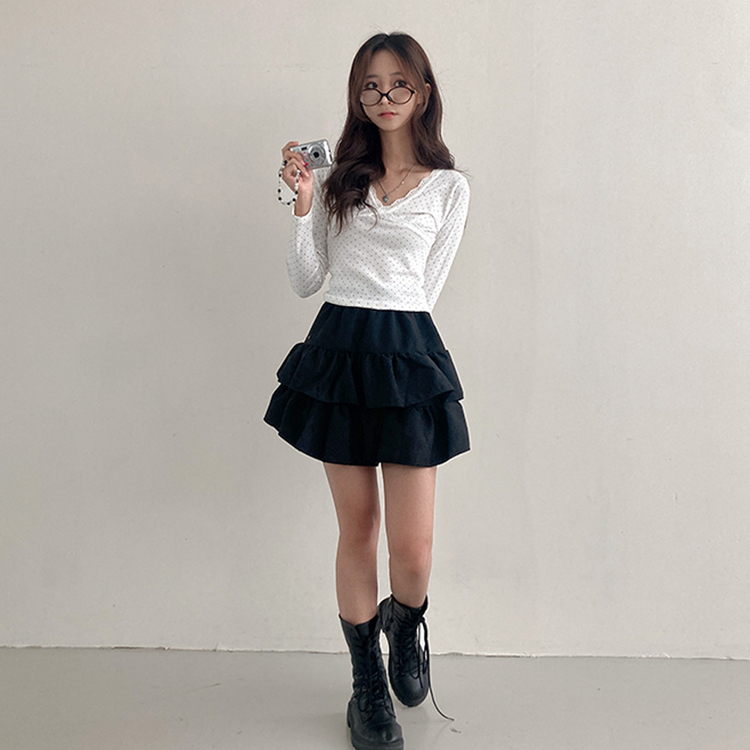 제인 스웨이드 캉캉 밴딩 미니 스커트 블랙