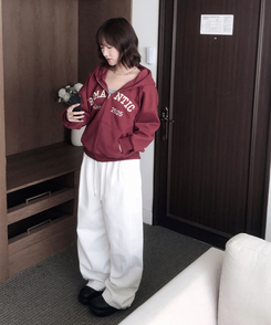 【丈別】サイドスリットストリングコットンワイドパンツ WHITE