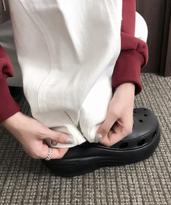 【丈別】サイドスリットストリングコットンワイドパンツ WHITE