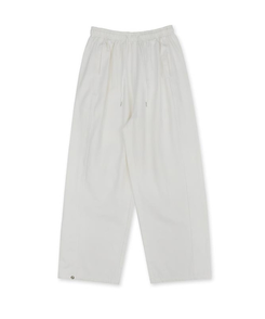 【丈別】サイドスリットストリングコットンワイドパンツ