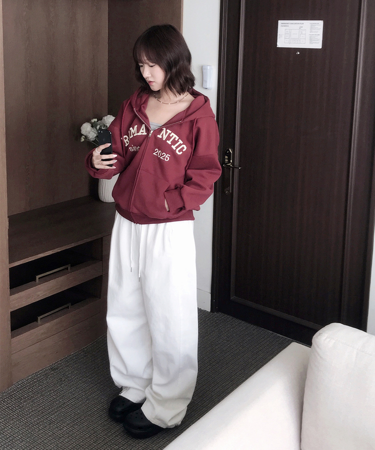 【丈別】サイドスリットストリングコットンワイドパンツ WHITE