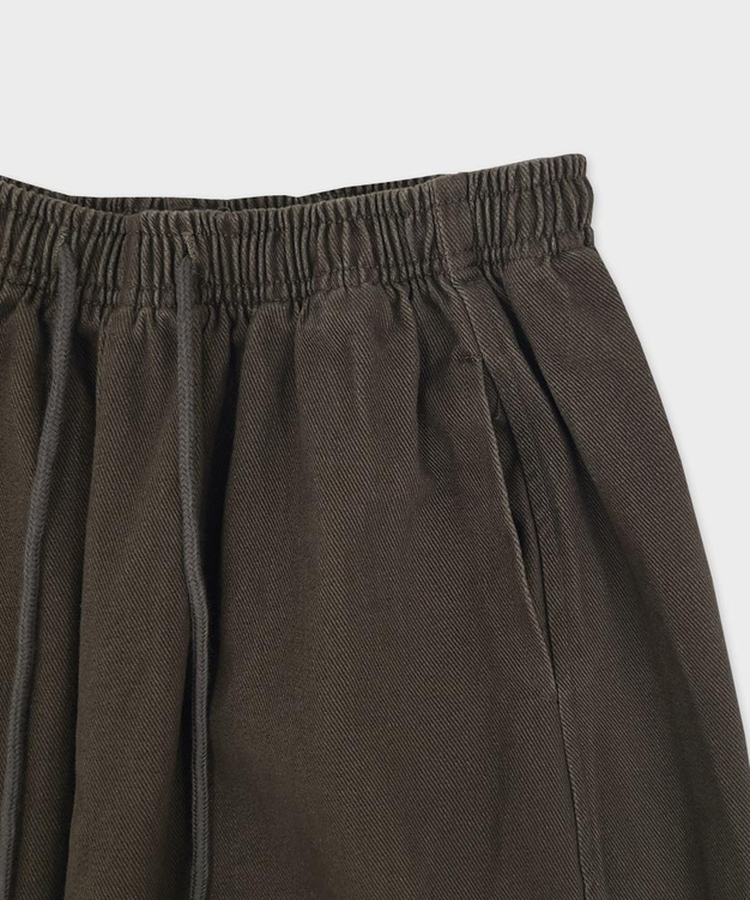 【丈別】サイドスリットストリングコットンワイドパンツ