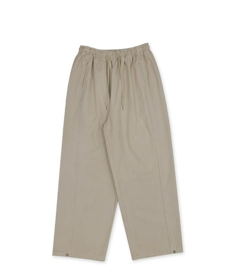 【丈別】サイドスリットストリングコットンワイドパンツ