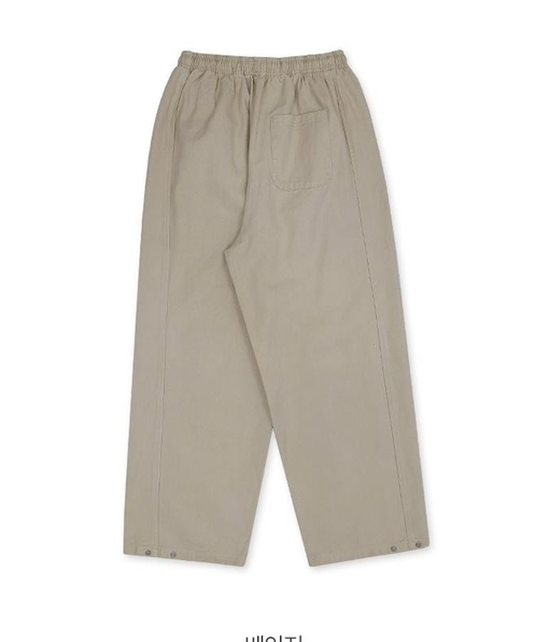 【丈別】サイドスリットストリングコットンワイドパンツ
