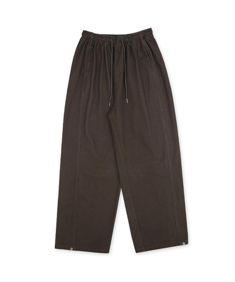 【丈別】サイドスリットストリングコットンワイドパンツ