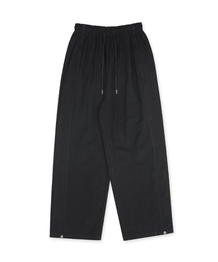【丈別】サイドスリットストリングコットンワイドパンツ
