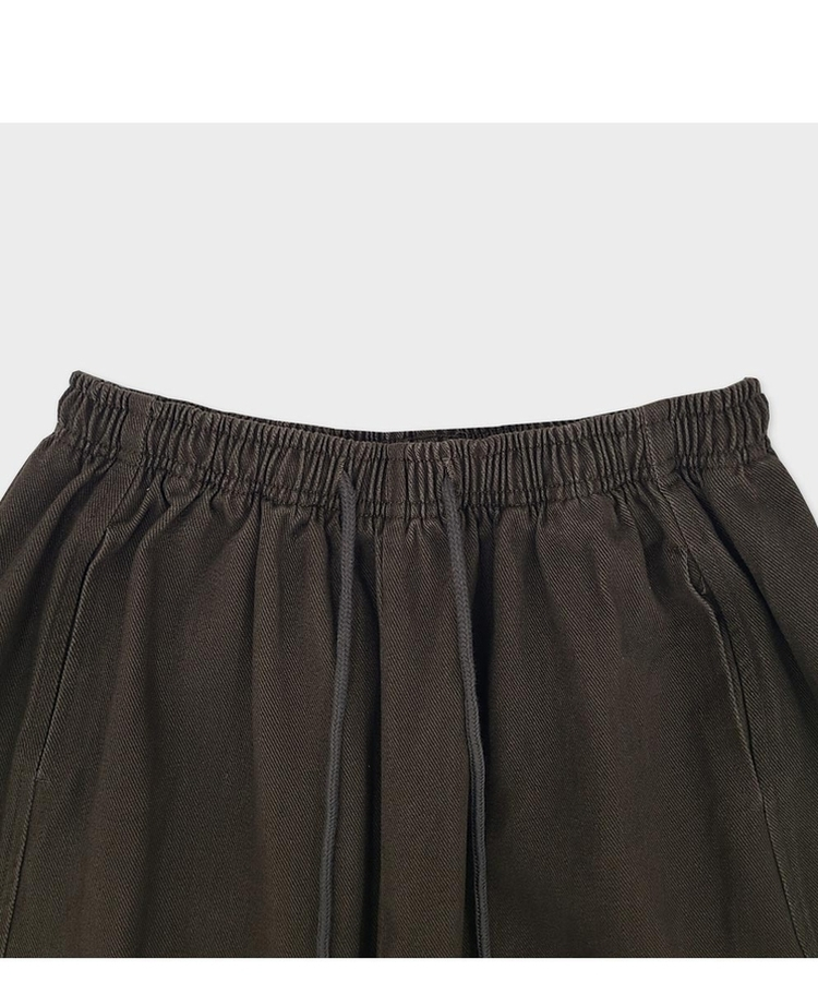 【丈別】サイドスリットストリングコットンワイドパンツ